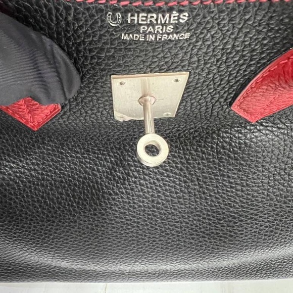 🖤❤️SOLD!!❤️🖤 HERMES BIRKIN 35 HSS BI-COLOR NOIRROUGE TOGO GARANCE BRUSHED PHW - Picture 11 of 16